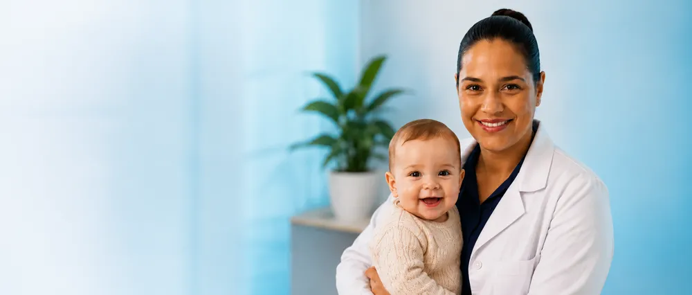 Aline Marangon com um bebê no colo